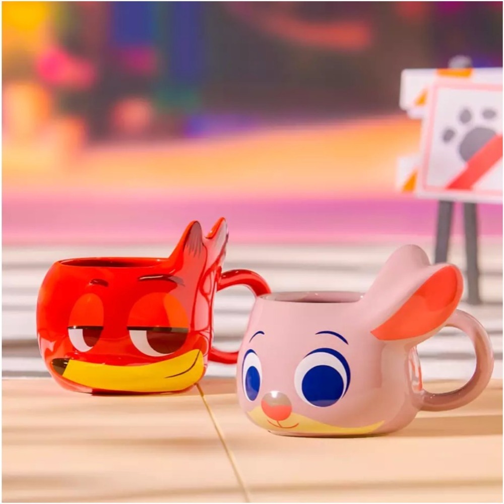 Disney Store Zootopia‎ Mug Set Nick Wilde & Judy Hopps 3D Ceramic Cups Pair NIB